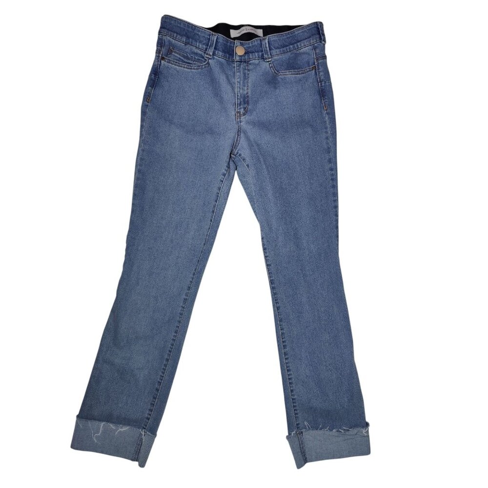Vintage X America Straight Leg Cuffed High Rise‎ Medium Wash Jeans 8/30